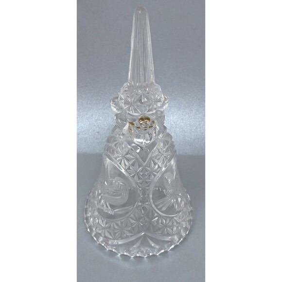 Vintage Hofbauer Byrdes Bird 24% Lead Crystal Clear Glass Bell 7" Germany - Picture 3 of 9